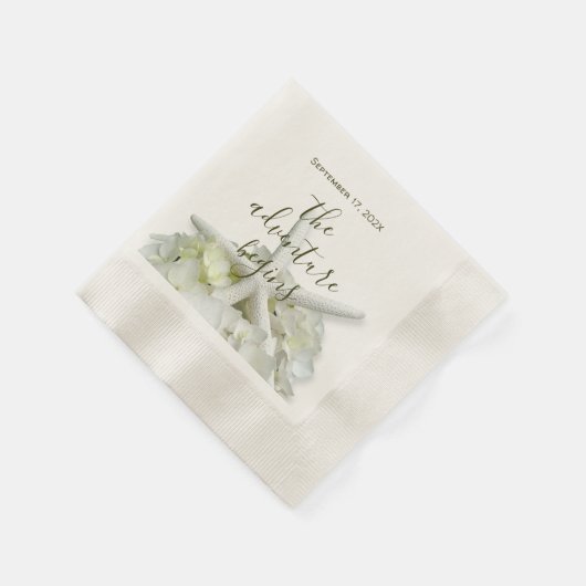 シーサイドガーデン結婚ヒトデの冒険が始まる 縁ありカクテルナプキン (角)