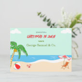 シーサイドクリスマス7月の名前をカスタムするログ&文字 招待状 (スタンド正面)