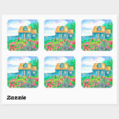 シーサイドコテージセーリングウォーターカラー スクエアシール (シート)