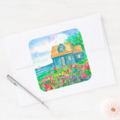 シーサイドコテージセーリングウォーターカラー スクエアシール (封筒)