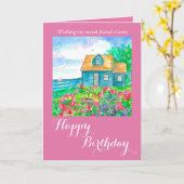 シーサイドコテージハッピーバースデーフレンド カード (黄色い花)