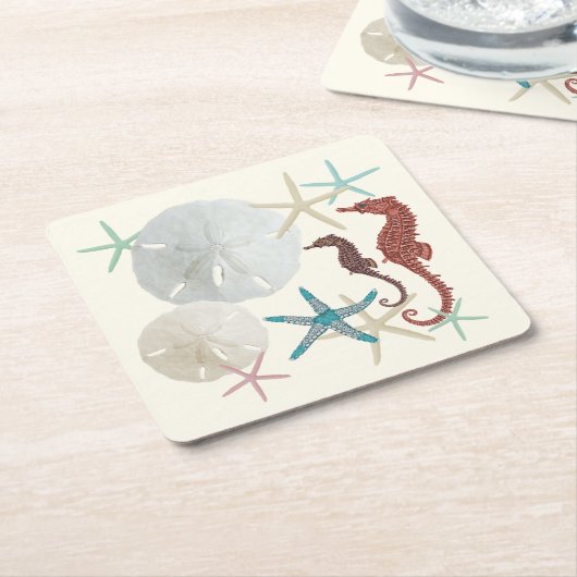 シーサイドコレクション砂ドル スクエアペーパーコースター (アングル)