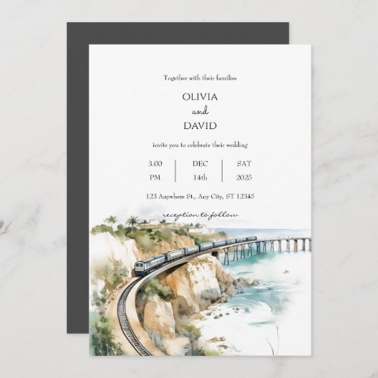シーサイドコースタルトレイン海ビュー結婚ズ 招待状 (正面/裏面)