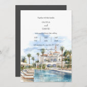 シーサイドコースタルパームラグジュアリーリゾートベー結婚ブズ 招待状 (正面/裏面)