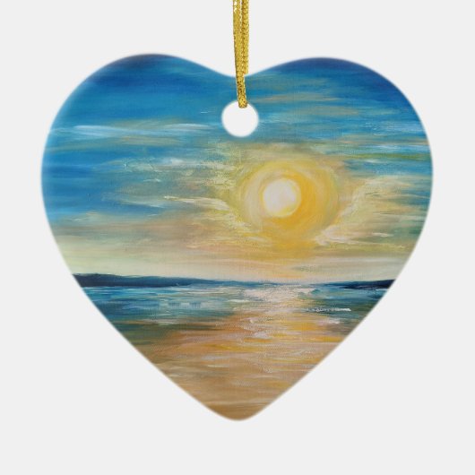 シーサイドサンライズ海サンセットラディアントシースケープパイン セラミックオーナメント (正面)