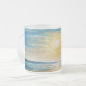 シーサイドサンライズ海サンセットラディアントシースケープパイン フロストグラスマグカップ (正面左)