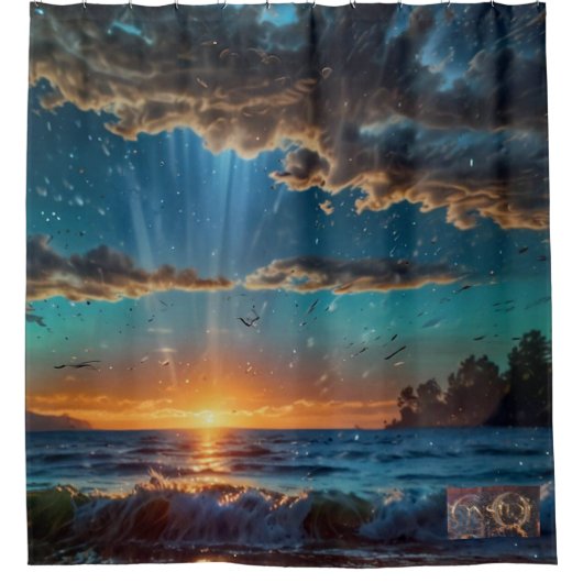 シーサイドサンライズ シャワーカーテン (正面)