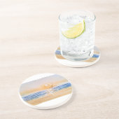 シーサイドサンライズ – 水の色シースケー絵を描プのウィット コースター (側面)