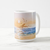 シーサイドサンライズ – 水の色シースケー絵を描プのウィット コーヒーマグカップ (正面右)