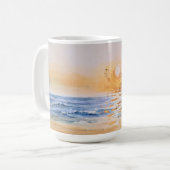 シーサイドサンライズ – 水の色シースケー絵を描プのウィット コーヒーマグカップ (正面左)