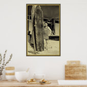 シーサイドサーフィンインハワイヴィンテージサーフスポーツファン ポスター (キッチン)