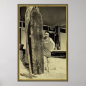 シーサイドサーフィンインハワイヴィンテージサーフスポーツファン ポスター (正面)