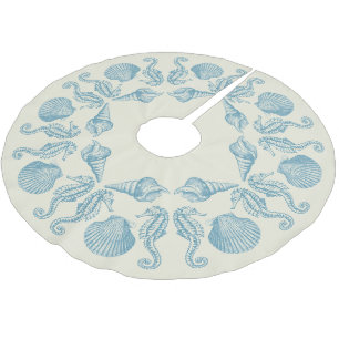 シーサイドシェルビーチクリスマスウォームホワイト ブラッシュドポリエステルツリースカート