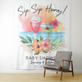 シーサイドシピン |熱帯ビーチのベビーシャワー タペストリー (インサイチュ)