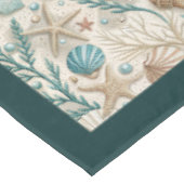 シーサイドシーシェルズシースターズパステルグリーンアイボリー テーブルクロス (アングル)