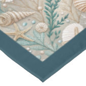 シーサイドシーシェルズシースターズパステルグリーンアイボリー テーブルクロス (アングル)