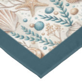 シーサイドシーシェルズシースターズパステルブルーアイボリー テーブルクロス (アングル)