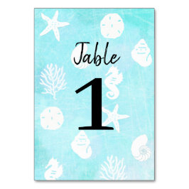 シーサイドシーシェルビーチ結婚式テーブル番号カード テーブルナンバー