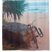 シーサイドシーンサマーサーファー海ハウス シャワーカーテン (正面)