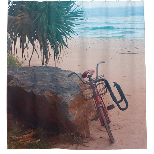 シーサイドシーンサマーサーファー海ハウス シャワーカーテン (正面)