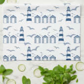 シーサイドシーンビーチハウス&ライトハウス キッチンタオル (折り畳み)