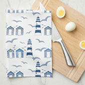 シーサイドシーンビーチハウス&ライトハウス キッチンタオル (四つ折り)