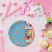 シーサイドスターとミュージックノートハッピーバースデー写真 ペーパープレート (パーティー)