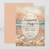 シーサイドスパークルアンドサンセットドリームズ婚約パーティ 招待状 (正面/裏面)