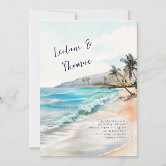 シーサイドセレニティトロピカルビーチ結婚式 招待状 (正面)
