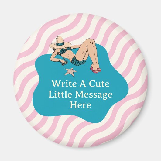 シーサイドセレニティピンナップ:ヴィンテージビーチエレガンス マグネット (正面)