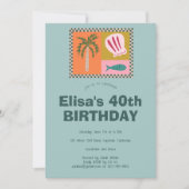 シーサイドソイモダンリーかわいカスタムい誕生日パーティー 招待状 (正面)