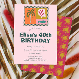 シーサイドソイモダンリーかわいカスタムい誕生日パーティー 招待状