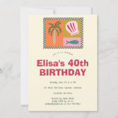 シーサイドソイモダンリーかわいカスタムい誕生日パーティー 招待状 (正面)