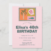 シーサイドソイモダンリーかわいカスタムい誕生日パーティー 招待状 (正面)