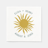 シーサイドソイ結婚ーの婚約かわいいサンカスタム スタンダードカクテルナプキン (正面)