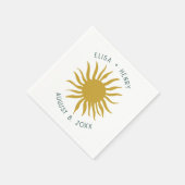 シーサイドソイ結婚ーの婚約かわいいサンカスタム スタンダードカクテルナプキン (角)