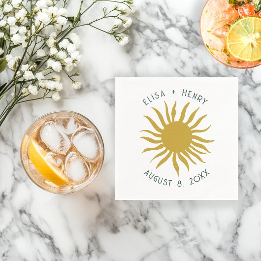 シーサイドソイ結婚ーの婚約かわいいサンカスタム スタンダードカクテルナプキン