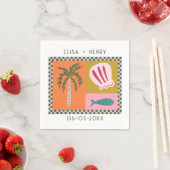 シーサイドソイ結婚ーの婚約モダンカスタム スタンダードカクテルナプキン (インサイチュ)