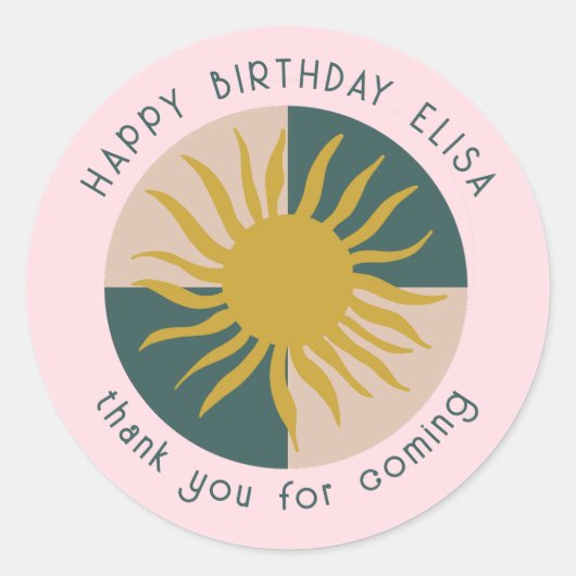 シーサイドソワレーバースデイモダンかわいいカスタム ラウンドシール (正面)