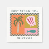 シーサイドソワレーバースデイモダンキュートカスタム スタンダードカクテルナプキン (正面)