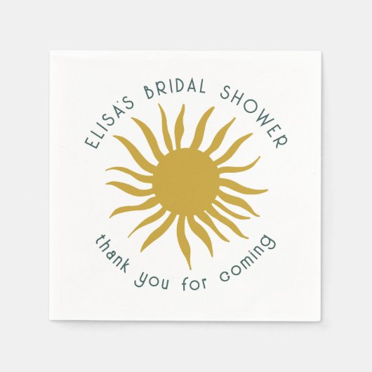 シーサイドソワレーブライダルシャワーかわいい太陽カスタム スタンダードカクテルナプキン (正面)