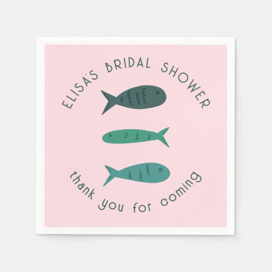 シーサイドソワレーブライダルシャワー かわいいお魚 CUSTOM スタンダードカクテルナプキン (正面)