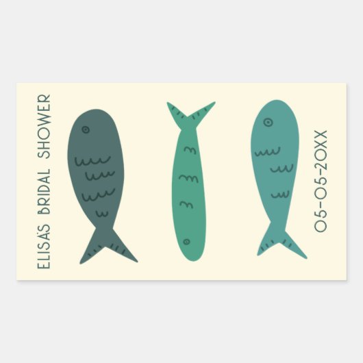 シーサイドソワレーブライダルシャワー かわいいお魚 CUSTOM 長方形シール (正面)