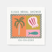 シーサイドソワレーブライダルシャワー モダン かわいい オーダーメイド スタンダードカクテルナプキン (正面)
