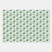 シーサイドソワレ 3フィッシュ モダン キュート カスタム ラッピングペーパーシート (正面)