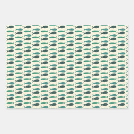 シーサイドソワレ 3フィッシュ モダン キュート カスタム ラッピングペーパーシート