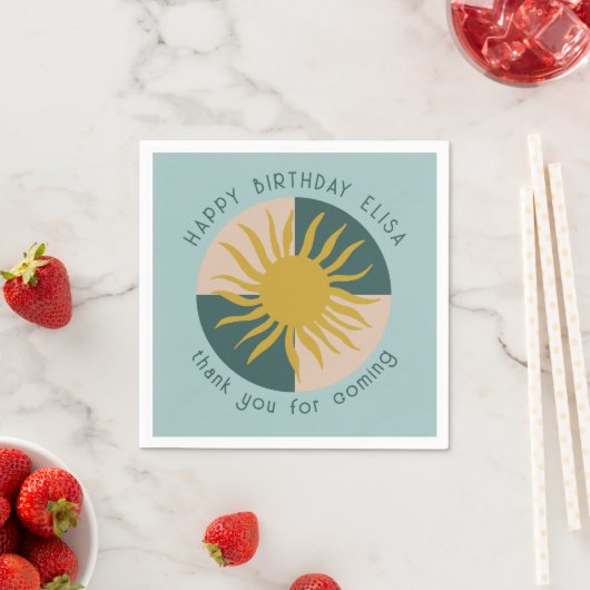 シーサイドソーリーバースデーパーティーモダンキュートカスタム スタンダードカクテルナプキン (インサイチュ)