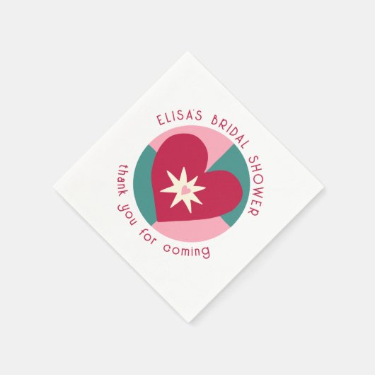 シーサイドソーリーブライダルシャワーカワイイカスタムハート スタンダードカクテルナプキン (角)