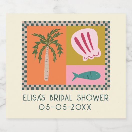 シーサイドソーリーブライダルシャワーモダンキュートカスタム スパークリングワインラベル (シングルラベル)