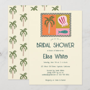 シーサイドソーリーブライダルシャワーモダンキュートカスタム 招待状